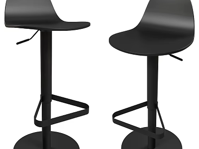 Black Modern Bar Stools With Metal Frame For Kitchen Dining Space 3d model