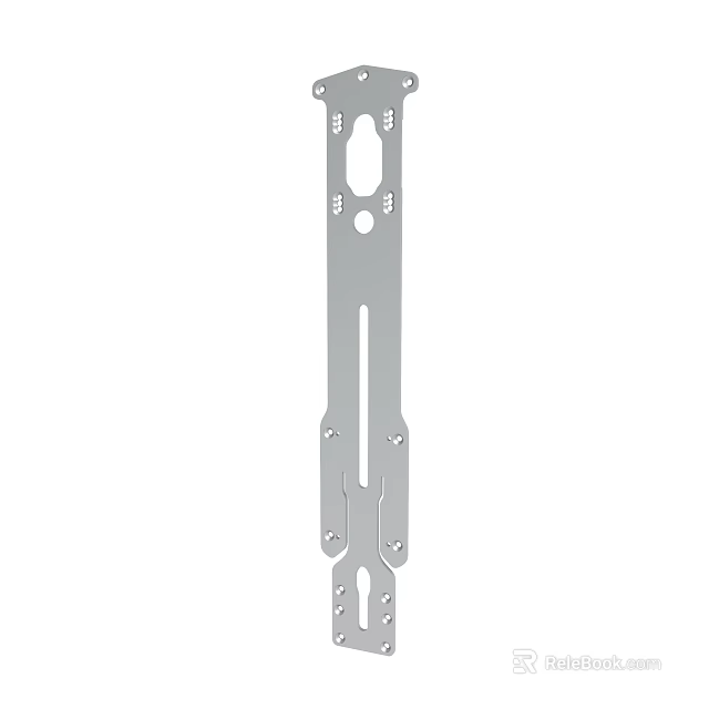 Durable Metal Bracket Featuring Slotted Design And Multiple Mounting Holes 3d model 