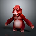 Red Gorilla Game Movie Character With Cartoon 3D Model Smiling Expression And White Belly