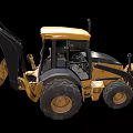 Yellow Backhoe Loader Construction Machinery With Front Bucket And Excavator Arm