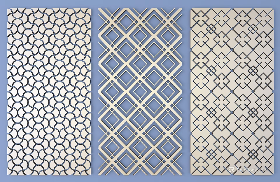 Artistic Carved Geometric Patterns with Intricate Designs for Home Interior Decoration 3d model 
