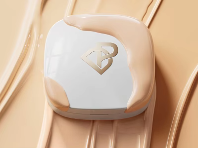 Luxury Cosmetic Compact With Flowing Foundation Texture 3d model
