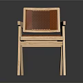 Modern Wooden Chair with Armrests Mesh Backrest and Orange Cushioned Seat