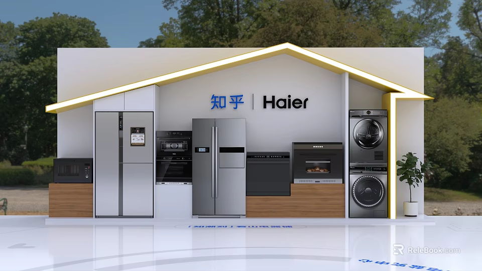 Haier Zhihu Activity Exhibition Wall Displaying Home Appliances Refrigerators Ovens And Washing Machines 3d model 