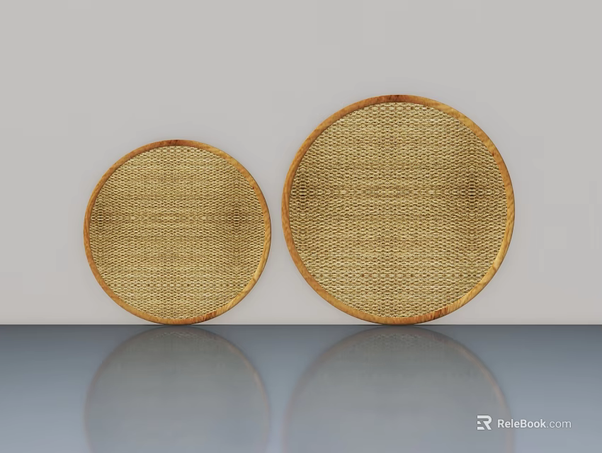 Golden Hinged Door With Woven Texture And Wooden Frame For Home Decor 3d model 