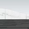 White Curved Feature Wall with Sparkling Lights and Water Reflection in Night Starry Sky