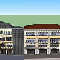 Classic Hotel Building With Twin Clock Towers And Arch Windows Design
