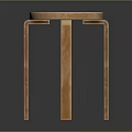 Modern Wooden Stool With Round Seat And Four Smooth Light Brown Legs For Minimalist Interior