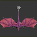 Vibrant Pink Flying Dragon with Large Wings and Small Colorful Baby Dragons