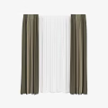 Modern Two Layer Curtains With Brown Thick Panels And White Sheer Lining 3d model
