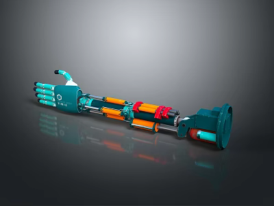 Intricate Mechanical Game Movie Character Featuring Teal Orange Red Parts And Complex Design 3d model