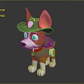 Plush Dog Toy With Green Hat Orange Ears Green Harness Red Collar Brown And White