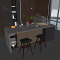 Modern bar chair combination bar table and chair combination 3d model