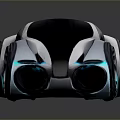 Futuristic Concept Car With Streamlined Design Black Silver Color Unique Wheels And Blue Lighting Elements