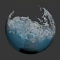 Enchanted Character in Ice Crystal Bowl with Splashing Water Chunks and Red Gold Attire