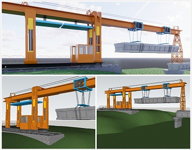 modern bridge erecting machine 3d model