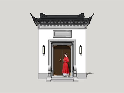 Chinese Gate Villa Gate model