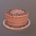 Delicious Chocolate Cake With Spiral Cream Decoration And Chopped Chocolate Sprinkles On Round Tray