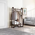 Clothing Rack In Living Room With Hats Clothes And Storage