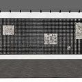 Modern Interior Background Wall With Blue White Patterned Texture And Square Decor Panels 3d model