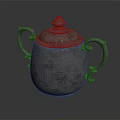 Vintage Ceramic Teapot With Lid Two Curved Handles And Textured Surface