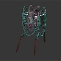 Futuristic Mechanical Device With Red Glowing Core And Metal Support Legs 3d model