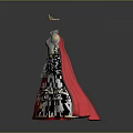 Royal Elegant White Red Dress With Golden Decorations Crown And Long Cloak