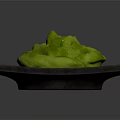 Vibrant Green Smooth Food on Black Square Plate with Glossy Surface and Fresh Appearance