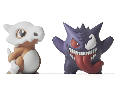 Cute Cubone And Gengar Pokemon Plush Toys 3d model