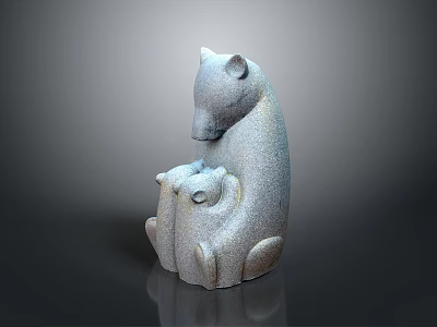 Mother and Baby Bear Hugging Sculpture Artistic Decorative Piece With Textured Surface 3d model