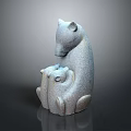 Mother and Baby Bear Hugging Sculpture Artistic Decorative Piece With Textured Surface