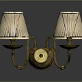 Pair of Modern Wall Sconces with Ribbed Glass Shades and Metal Frame