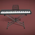Musical Instruments and Art Supplies Electronic Keyboard on Black Stand with Red Background