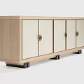 Modern Wooden Entryway Cabinet Sideboard With Light Panels Metal Handles And Black Legs