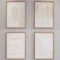 Textured Minimalist Wall Art In Neutral Tones With Wooden Frame And Abstract Lines