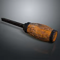 Classic Old-Fashioned Screwdriver With Wooden Handle And Worn Metal Shaft