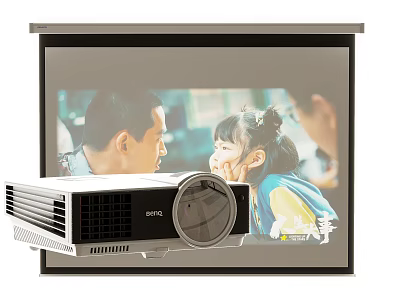 Projection Monitoring System With High Definition Projector And Clear Screen Image 3d model