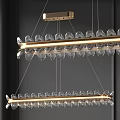 Modern Double Layer Glass Chandelier With Gold Circular Frame Design 3d model