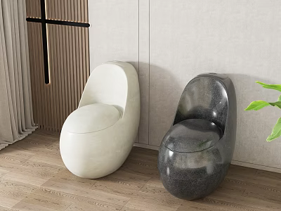 Elegant White And Black Egg Shaped Toilet Design For Modern Bathroom Interior 3d model