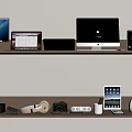Diverse Computer Devices Including Desktop Monitors Tablets Headphones Camera And Accessories 3d model
