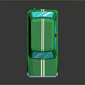 Green Pixel Art Car with White Stripes and Reflective Retro Design Features