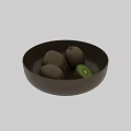 Fresh Kiwi Fruits in Brown Bowl with Sliced Green Flesh