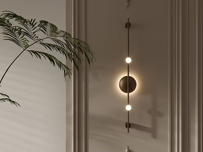 Modern Minimalist Wall Light With Warm Glow And Green Plant In Interior Setting 3d model