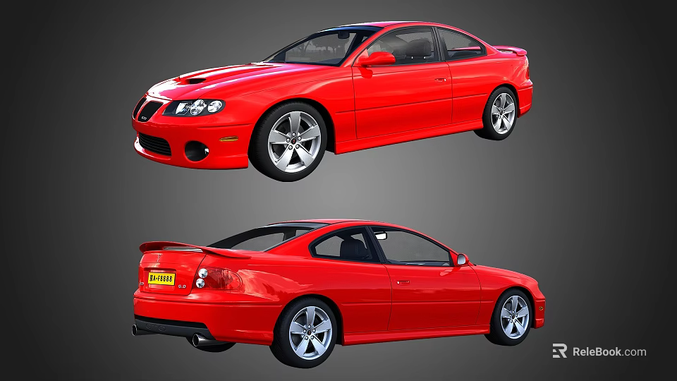 Red Two Door Sports Car With Sleek Design And Front Rear View 3d model 