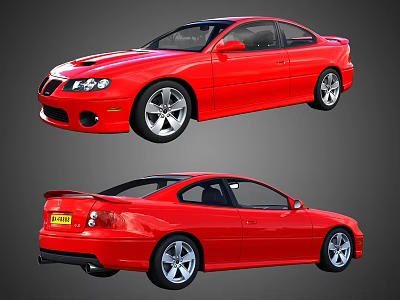 Red Two Door Sports Car With Sleek Design And Front Rear View 3d model