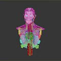 Silver Mechanical Robotic Bust With Red Eye And Glowing Chest Lines