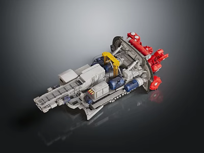 Detailed Space Machinery Model Showcasing Red Yellow And Gray Parts For Space Missions 3d model