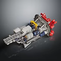 Detailed Space Machinery Model Showcasing Red Yellow And Gray Parts For Space Missions