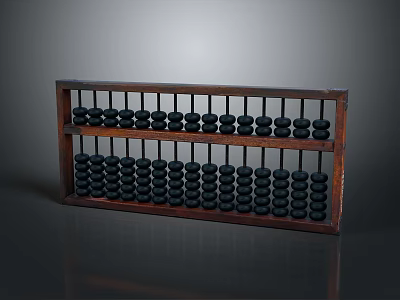 Traditional Wooden Abacus With Black Beads And Classic Design For Daily Living 3d model