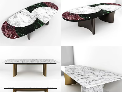 Modern Coffee Table With Elegant Marble Top And Metal Legs In Various Designs 3d model